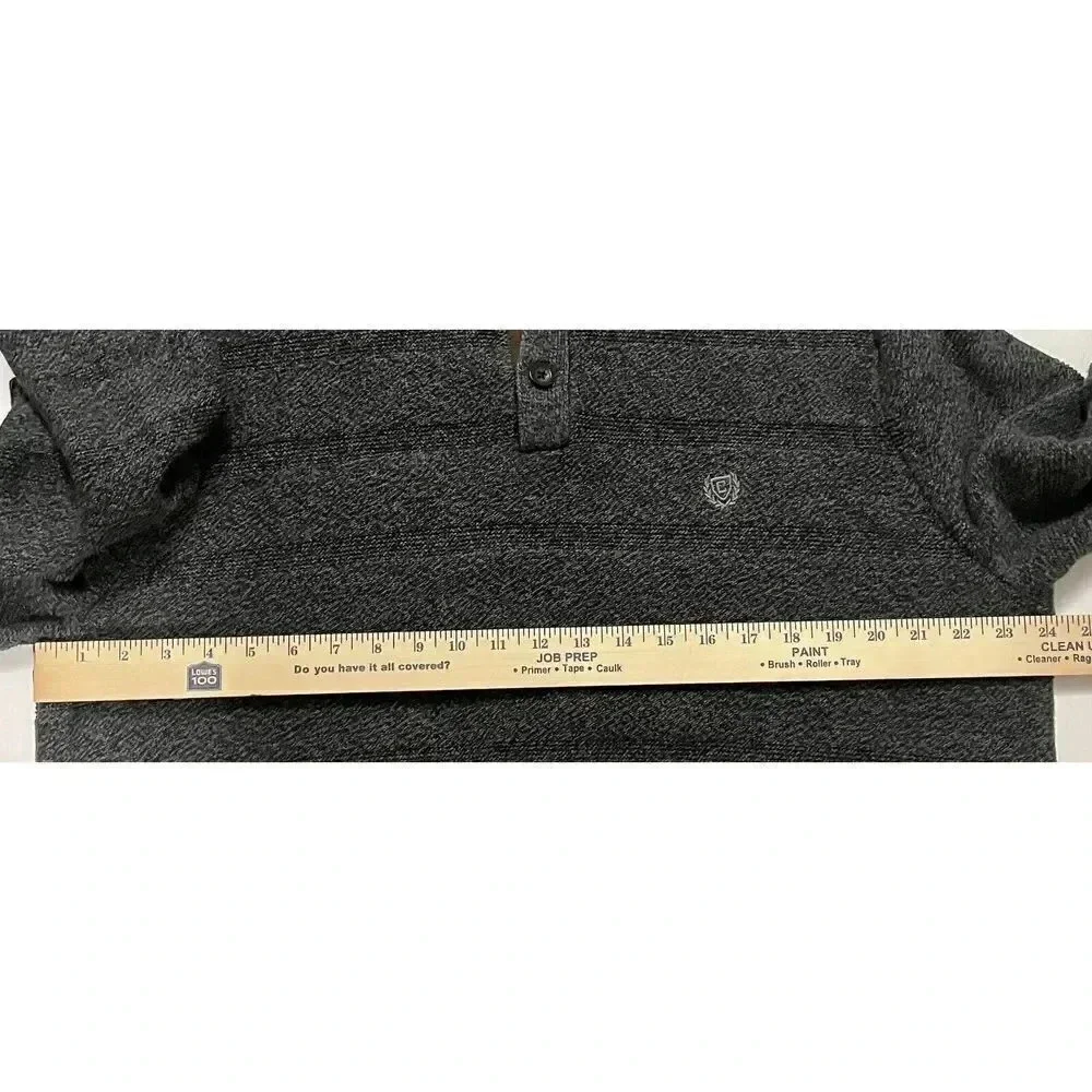 Chaps Twist‎ Mock Neck Dark Gray Sweater Men Size 2XL 100% Cotton 1/4 Button